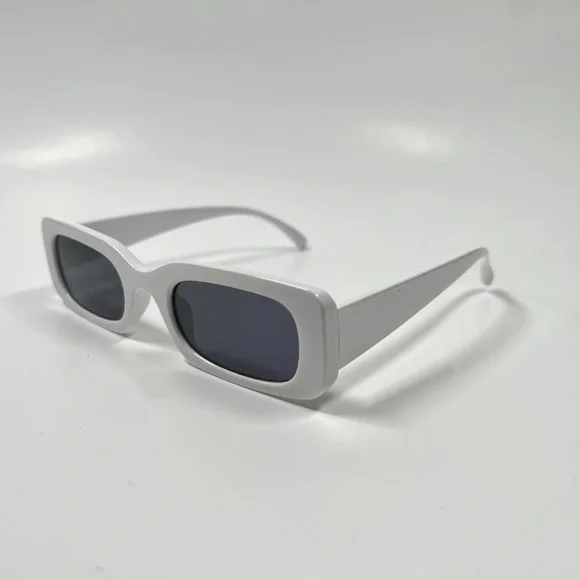 rectangle white frame sunglasses - Picture 2 of 3